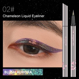 CHARMACY Chameleon Glitter Liquid Eyeliner, Metallic Multi-Reflective Finish Eye Liner, Glitter liquid eyeliner waterproof, Long Lasting,Quick-Drying, Smudge-proof, Ultra-Fine Tip #02