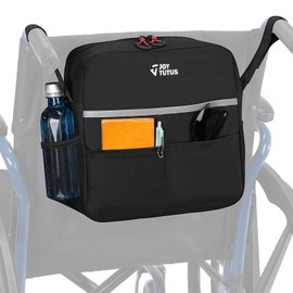 JOYTUTUS Wheelchair Backpack Bag, Wheelchair Bags with Cup Holder to Hang on Back, Wheelchair Accessories Bag for Wheelchair Users, Wheelchair Pouch with Reflective Stripe and Shoulder Straps