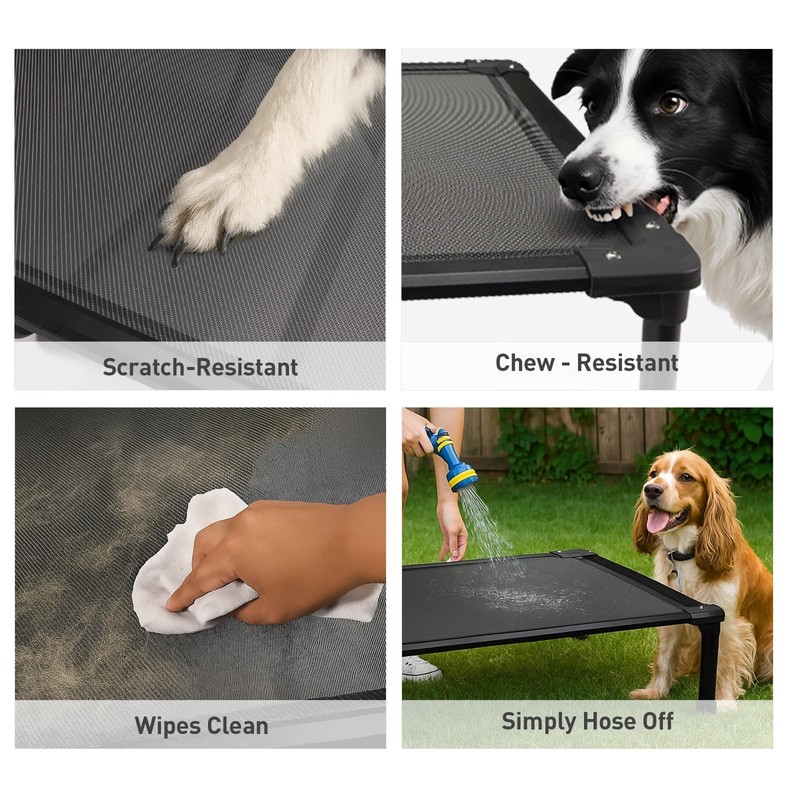 Sytopia 42'' Outdoor Elevated Dog Bed for Large Dogs, Chew-Proof