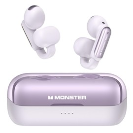 Monster Open AC601 Bluetooth Earbuds - Comfortable Clip-On Wireless Earbuds with Bluetooth 5.4, 32H Playtime Earbuds with ENC Clear Talk, IPX5 Waterproof & Touch Control for Any Occasion (Purple)