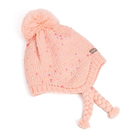 Girls Speckled Knit Earflap Hat, Fleece Lined Cold-Weather Essential for Kids, Size 6-12 Years, Cotton Candy Pink