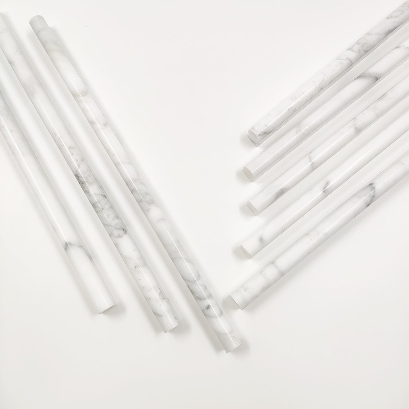 Jusmioke 15 Pack 0.5"X12" Carrara White Marble Pencil Liner Tile,