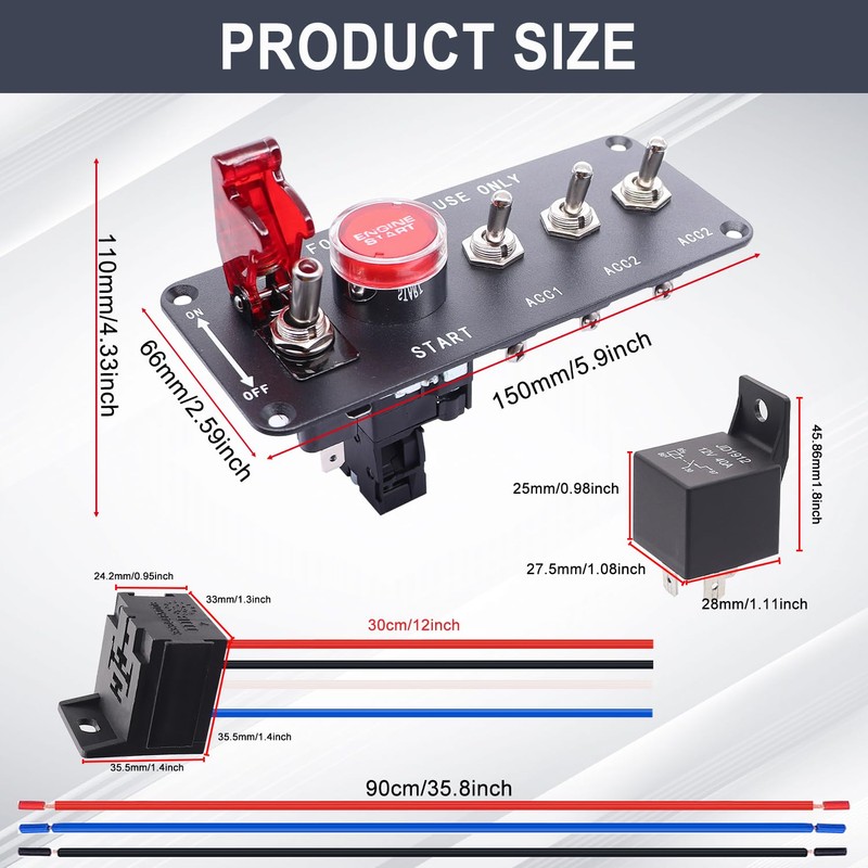 Weideer - Panel de interruptor de encendido de 12 V,