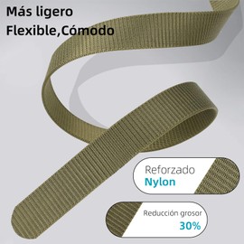 DOSYU Cinturones para Hombre, 2pcs Cinturón de Trinquete de Nailon, Hebilla Metálica Automática, Más Duradero, Cinturón Ajustable y Recortable, Adecuado para Negocios E Informal. (Verde+Caqui)