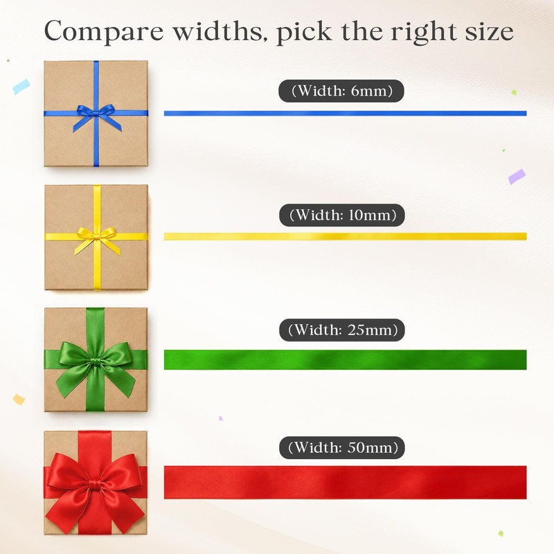 Xnegau 12 Colours Satin Ribbons 25mm x 22m Gift Wrapping
