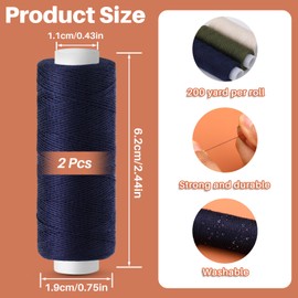 Easusy Sewing Thread, 2 PCS 200 Yards Navy Sewing Thread, All Purpose Thread for Sewing Machine, Hand Stitching, Embroidery