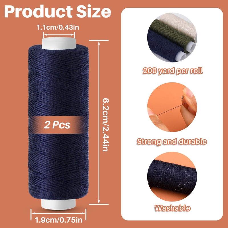 Easusy Sewing Thread, 2 PCS 200 Yards Navy Sewing Thread,
