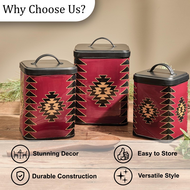 Park Designs Red Dawn Red Canisters Set of 3
