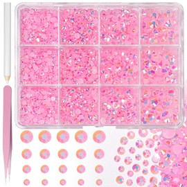 Light Pink Resin Jelly Rhinestones for Crafts, Flatback Gems for Diamond Art Flatback Resin Rhinestones Light Pink Bedazzling Gems Kit for Nails Eyes Face Makeup Tumblers DIY