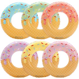 Wovnet 6 Pcs Ice Cream Pool Floats 30" Inflatable Swimming Rings Summer Beach Pool Toys for Adult Summer Novelty Ice Cream Drip Party Decorations for Beach Swimming Party Supplies