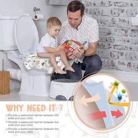 TAOPE Toilet Seat Covers Disposable, Potty Seat Covers Extra Large Size for Toddlers Potty Training, Public Restrooms and Travel (White - Dinosaur 40 Pieces)