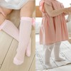 Shengxi 3 Pairs Bow Baby Girl Knee Socks Knitted Grid