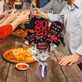 Graduation Vase Decor | Class of 2025 Graduation Centerpiece Sticks | Photo Backdrop Props, Desktop Decor for College High School Kindergarten