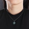 JEVLUH Blue Opal David Star Necklace, Crystal Fire Opal Hexagram