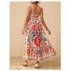 Floerns Women's Spaghetti Strap Tropical Dress Shirred Vacation Cami Maxi