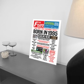 Stuff4 30th Birthday Poster Unframed - Born In 1995 Newspaper - Happy 30th Birthday Gifts for Men Women Vintage Retro Back In 1995, 8x10 Inch Thirty Thirtieth Bday Party Decor Decoration