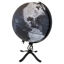 Replogle Hamilton – Replogle Designer Series Globe, Black Ocean World Globe, Rustic Black Steel Stand, Raised Relief, Designed for Modern Industrial Decor (12"/30 cm diameter)