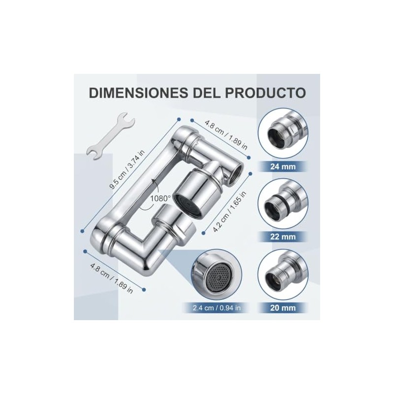Aireador Extensor de Grifo Giratorio de 1080, Universal Extension de