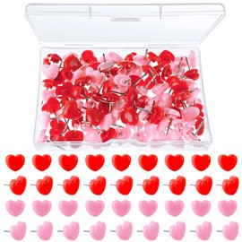 200 pcs Cute Push Pins, Decorative Pink Heart Shaped Thumb Tacks (0.47 inch) for Home, School, Office, Perfect for Photos, Wall Notices, Cork Boards (Red & Pink)