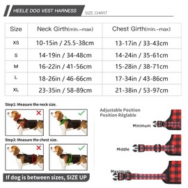 HEELE No-Pull Dog Chest Harness, for Medium Dogs, Adjustable, Reflective, Breathable, with Padded Handle, Black-Red, M