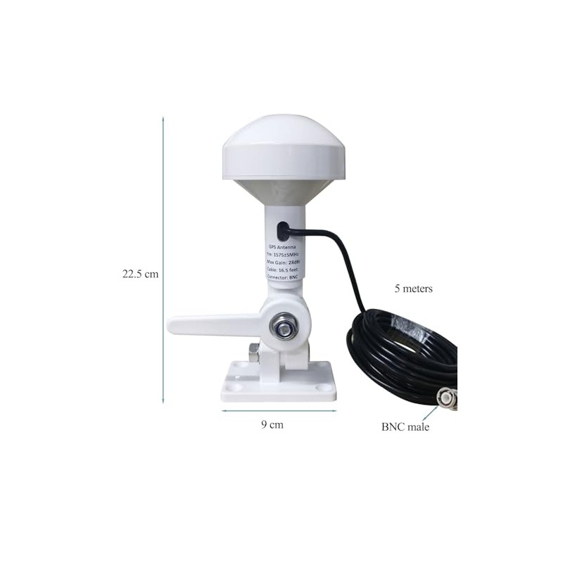 SignalPlus Boat GPS Navigation Antenna for Marine, 16.5FT Cable, BNC,
