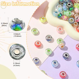 Stiesy 100Pcs Mixed Drawbench Colour Large Hole Beads European Bead Resin Spacer Beads Macrame Rondelle Beads Bulk for Jewellry Making Bracelet Crafts Necklace Earring DIY
