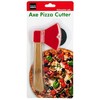 bulk buys Kitchen Essentials Axe Pizza Cutter, 8.25", Brown/Red/Silver