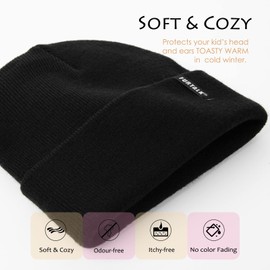 FURTALK Kids Beanie Hat Baby Toddler Winter Hats Soft Double Layer Warm Cable Knit Cap for Boys Girls Black
