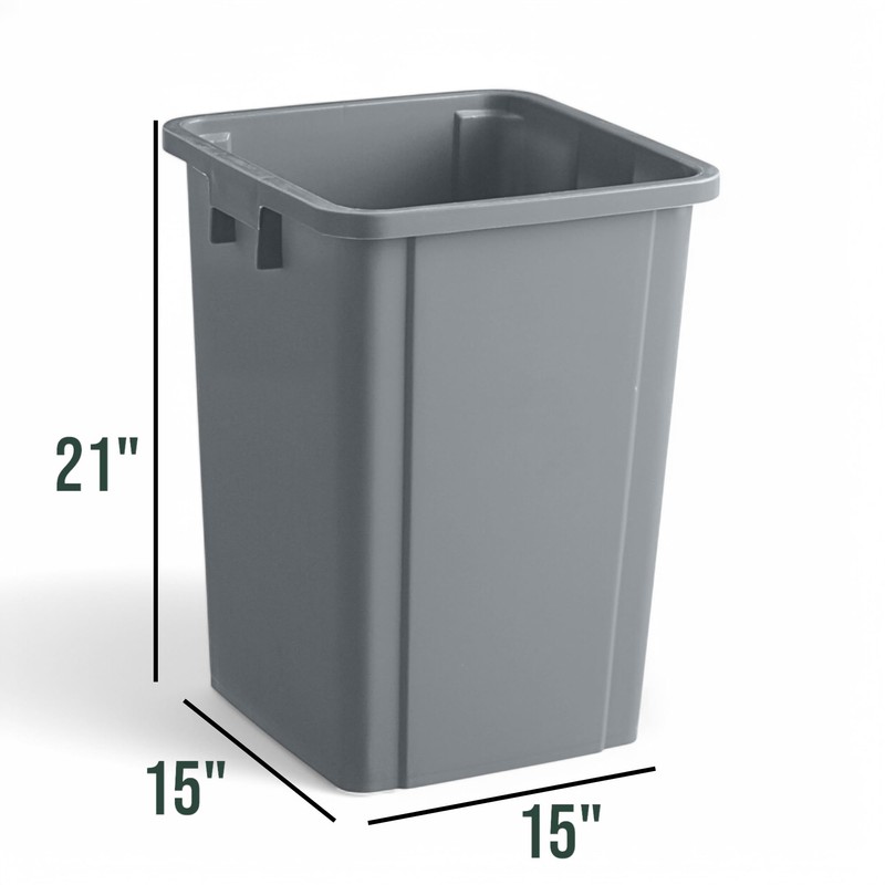 Mix.Home 19 Gallon Gray Square Trash Can, Plastic, Commercial Use