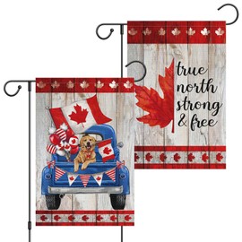 Louise Maelys 2 pcs Canada Day Garden Flags 12x18 Inch Double Sided Vertical Burlap Banners, Happy 1st July Decorations Maple Leaf Canadian Flag Home Outdoor Yard Porch Farmhouse Outside Decor (Only Flag)