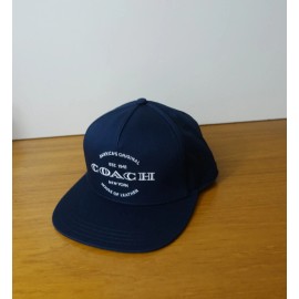 COACH SIGNATURE CHAMBRAY FLAT BRIM HAT IN BLUE COLOR, NWT