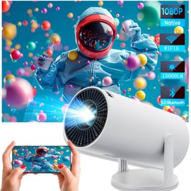 HY300 Projector with WIFI6 and Bluetooth, 4K 1080P Support with Android TV 11.0, Mini Portable Projector 180° Rotatable Movie Projector ,Auto Keystone Compatible for Laptop, PC, Smartphone