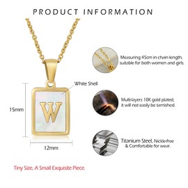 CERSLIMO Initial Necklace for Women Girls - Gold Solid Alphabet Pendant Necklace with Chain-45CM, Hypoallergenic Titanium Capital Letter ABC to XYZ, Initial Jewellery Gifts for Birthday Christmas, W