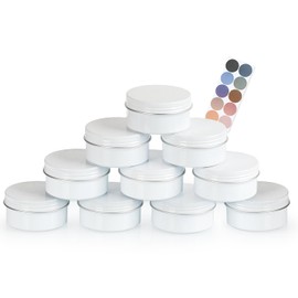 LIYAR 3 oz Tins with Lids 10 Pack, Empty Salve Tins, 3 oz Round Aluminum Cans, Refillable 3oz Tin for Salve Metal Tin with Lids for DIY, Crafts, Storage & More - BPA-Free & Travel-Friendly (White)