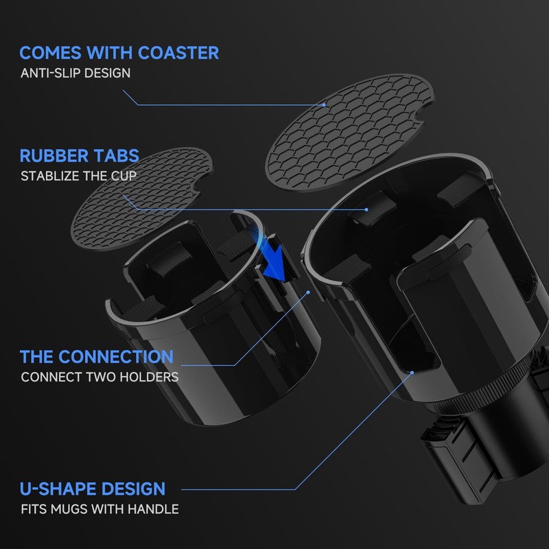 Dylen Car Cup Holder Expander, 2 in 1 Cup Holder