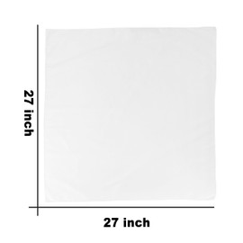 Junvena Large Bandanas 27 inch Solid Color 100% Cotton Thin and Soft XL Headband Bandannas(White Single)