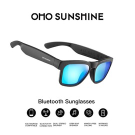 OhO sunshine OhO Smart Glasses,Polarized Sunglasses with Bluetooth Speaker,Athletic/Outdoor UV Protection and Voice Control,Unisex(Mirror Blue Lens)