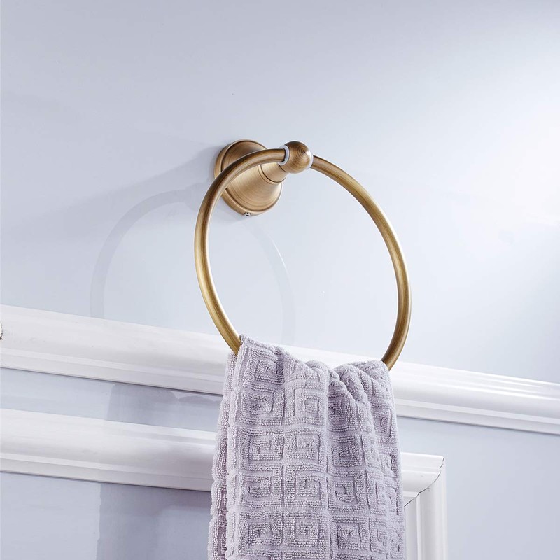 Flybath Round Towel Ring Antique Brass Hanger Hand Towel Holder