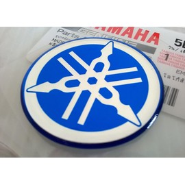 Yamaha 5LN-F313B-09-BU - Genuine 40MM Diameter Tuning Fork Decal Sticker Emblem Logo Blue Raised Domed Gel Resin Self Adhesive Motorcycle/Jet Ski/ATV/Snowmobile