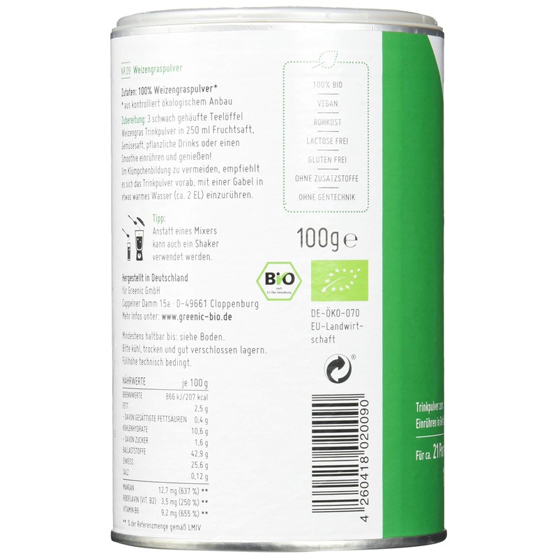Greenic Wheatgrass Superfood Drinking Powder 100 g
