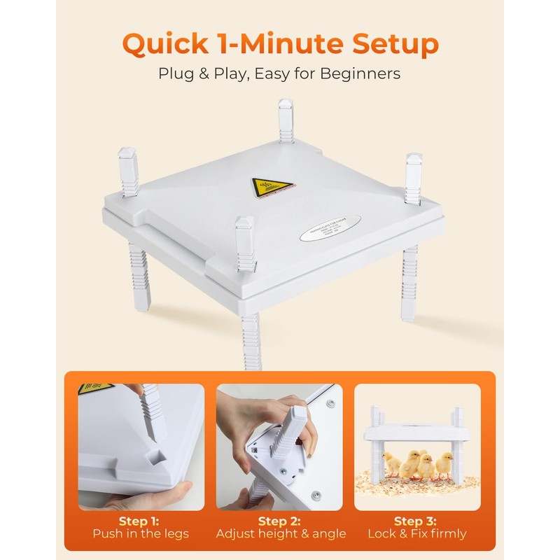 Fiderix 12"x12" Chick Heat Plate | Adjustable Height Angle |