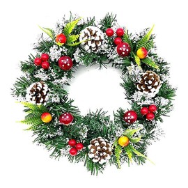 Christmas Wreath Christmas Flower Wreath Gift Flower Wreath Interior Indoor Figurine Entrance Outdoor Garden Party Event Door Decoration Gift Artificial Flowers Door Garland Fashionable Wreath Store