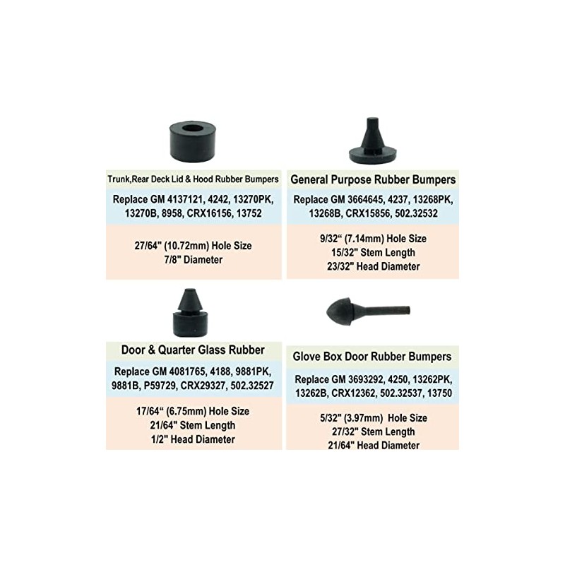 Dsnaduo 24 PCS Rubber Hood Bumper Assortment - Universal 45393