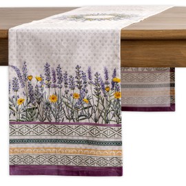Maison d' Hermine Tablerunner 100% Cotton Decorative Easter Tablerunners Washable Table Runner for Home, Wedding, Restaurant, Buffet Party & Camping, Fanny Lavender - Spring/Summer (37cm x 230cm)