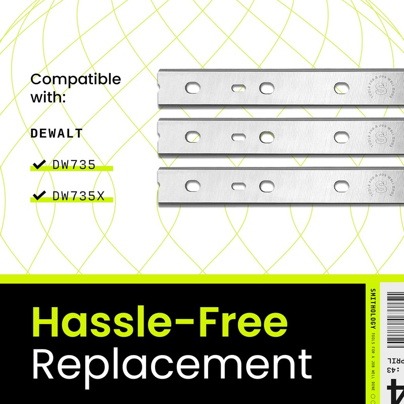 Smithology 13 Inch Planer Blades - Replacement Knives for DeWalt