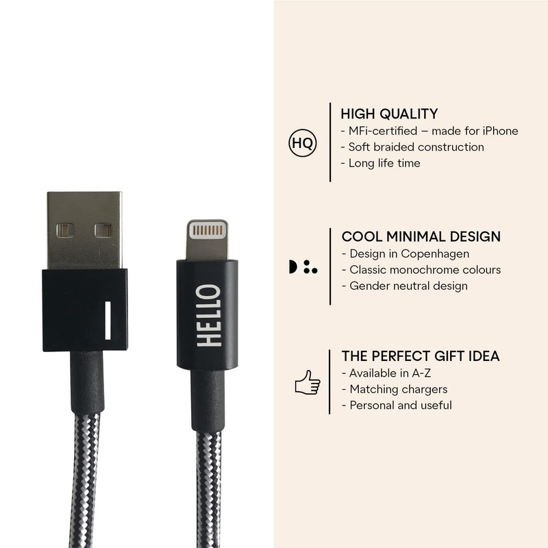 Design Letters Lightning Cable 1 Metre A-Z