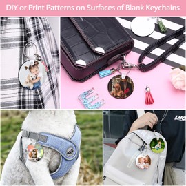 MDF Sublimation Blank Keychain, 200 PCS Keychains Ornament Tag Set with 2 Inch Heat Transfer Keychain Blanks, Key Rings, Jump Rings, Tassels, for DIY Art Craft Ornaments Office Tag