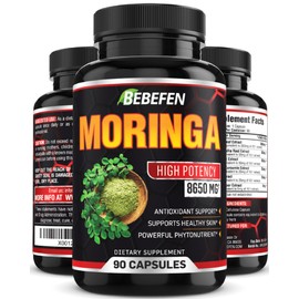 Organic Moringa Leaf Powder Capsules 8650mg - Plus Ashwagandha, Maca, Turmeric - Energy, Metabolism, & Immune Support - 3 Months Supply