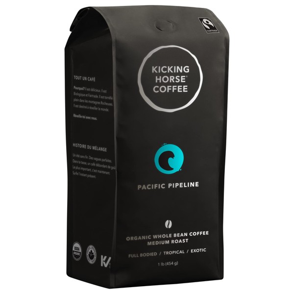 Kicking Horse Coffee, Pacific Pipeline, Medium Roast, Whole Bean, 1 lb - Certified Organic, Fairtrade, Kosher Coffee