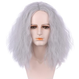 Boys Grey Fluffy Wigs Long Silver Gray Wavy Curly Wigs Kids